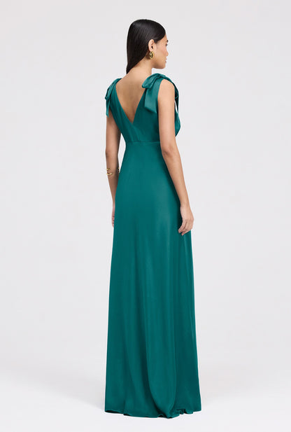 Nora Tie Shoulder Satin Maxi Dress