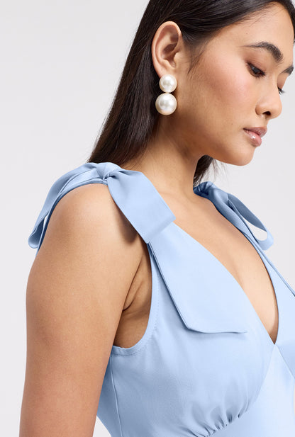 Nora Tie Shoulder Satin Maxi Dress