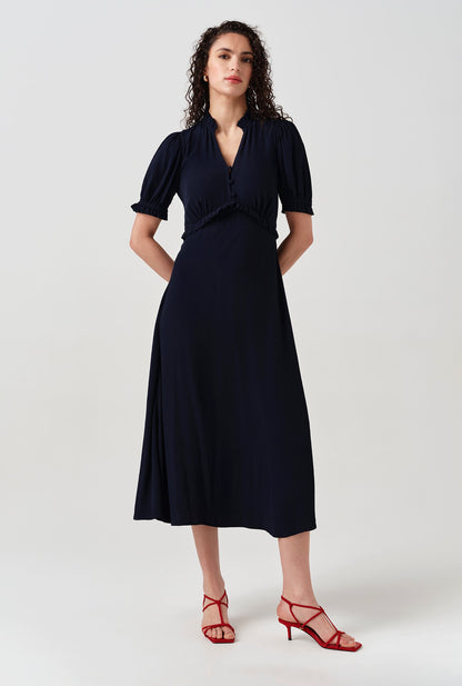 Jolene V-Neck Crepe Midi Dress