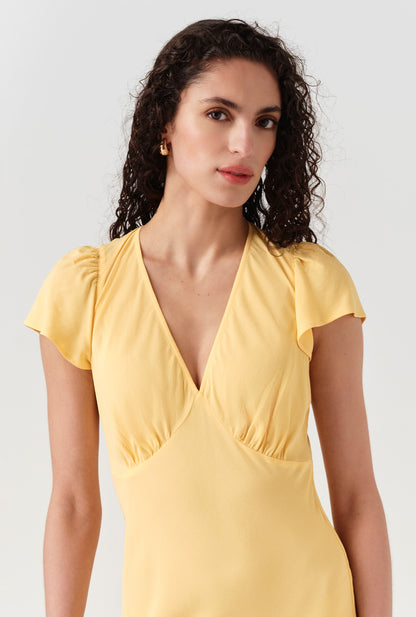 Corinne Frill Crepe Dress