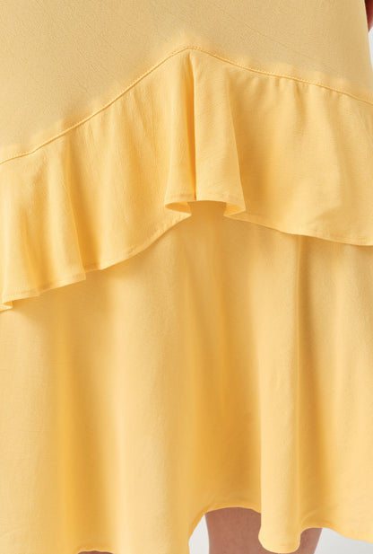 Corinne Frill Crepe Dress