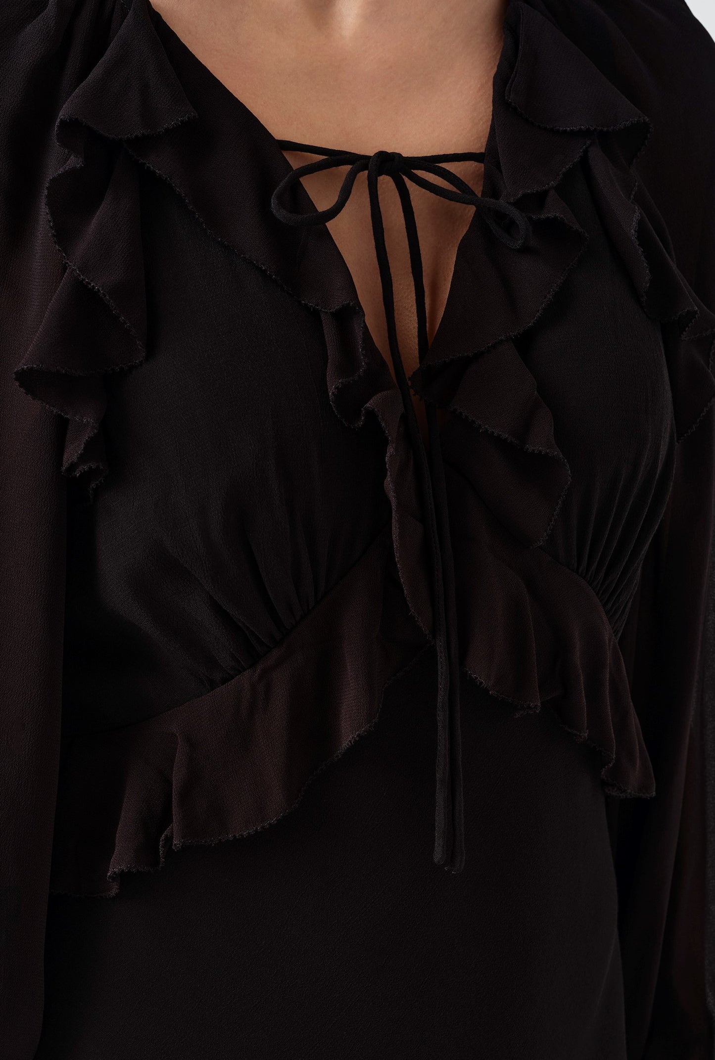 Naomi Long Sleeve Frill Midi Dress