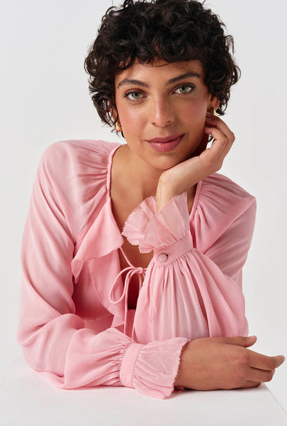 Naomi Long Sleeve Frill Midi Dress