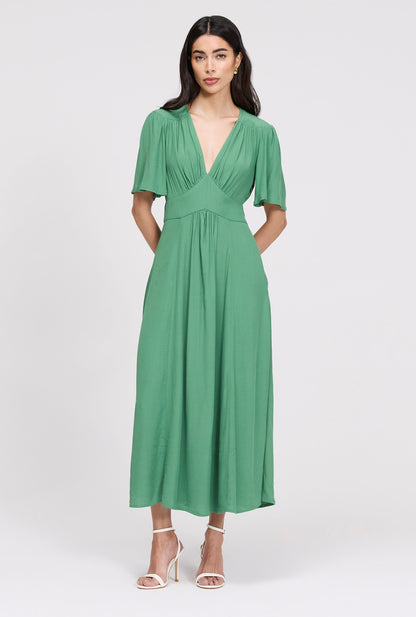 Rosalie Angel Sleeve Crepe Midi Dress