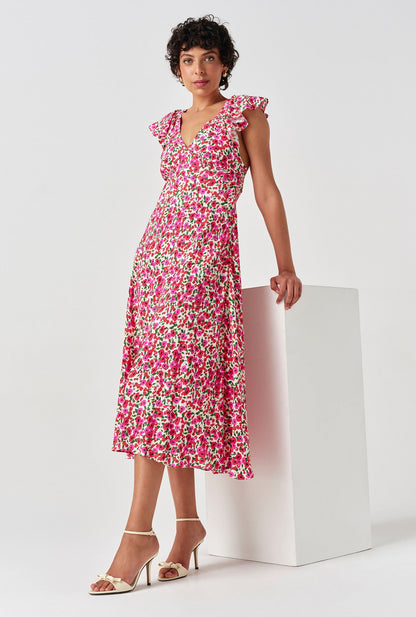 Maya Floral Crepe Midi Dress