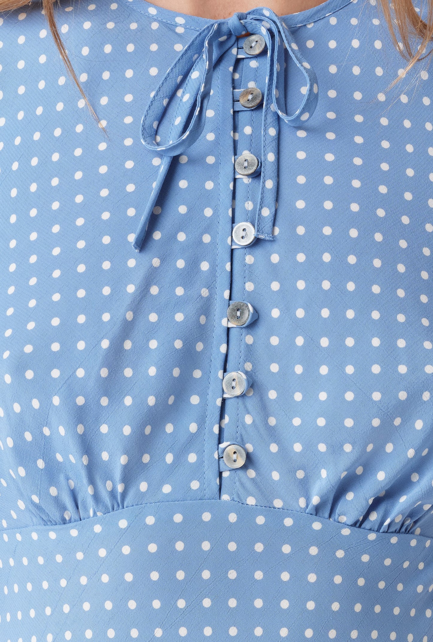 Clarissa Polka Dot Tie Front Midi Dress