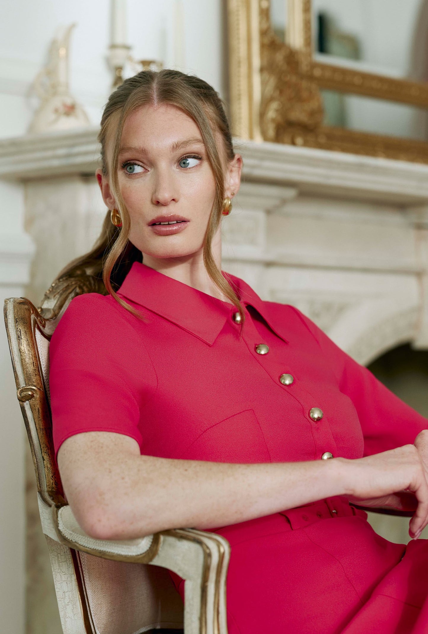 Amanda Collared Crepe Midi Dress