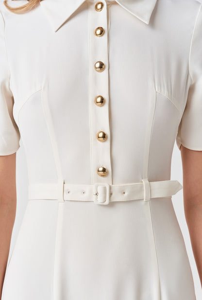Amanda Collared Crepe Midi Dress