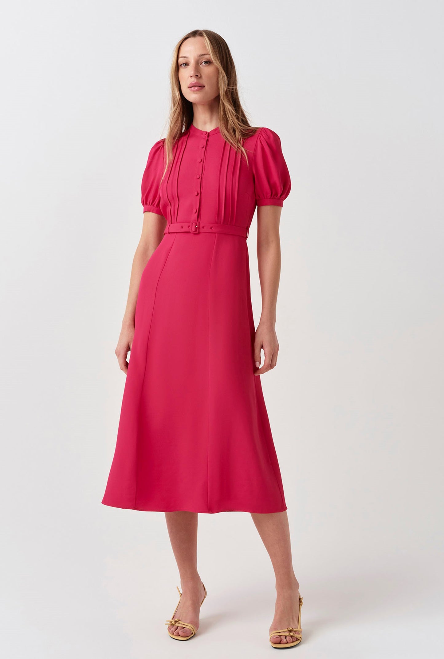 Francis Timeless Pintuck Crepe Midi Dress