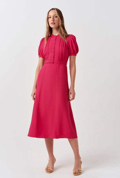 Francis Timeless Pintuck Crepe Midi Dress