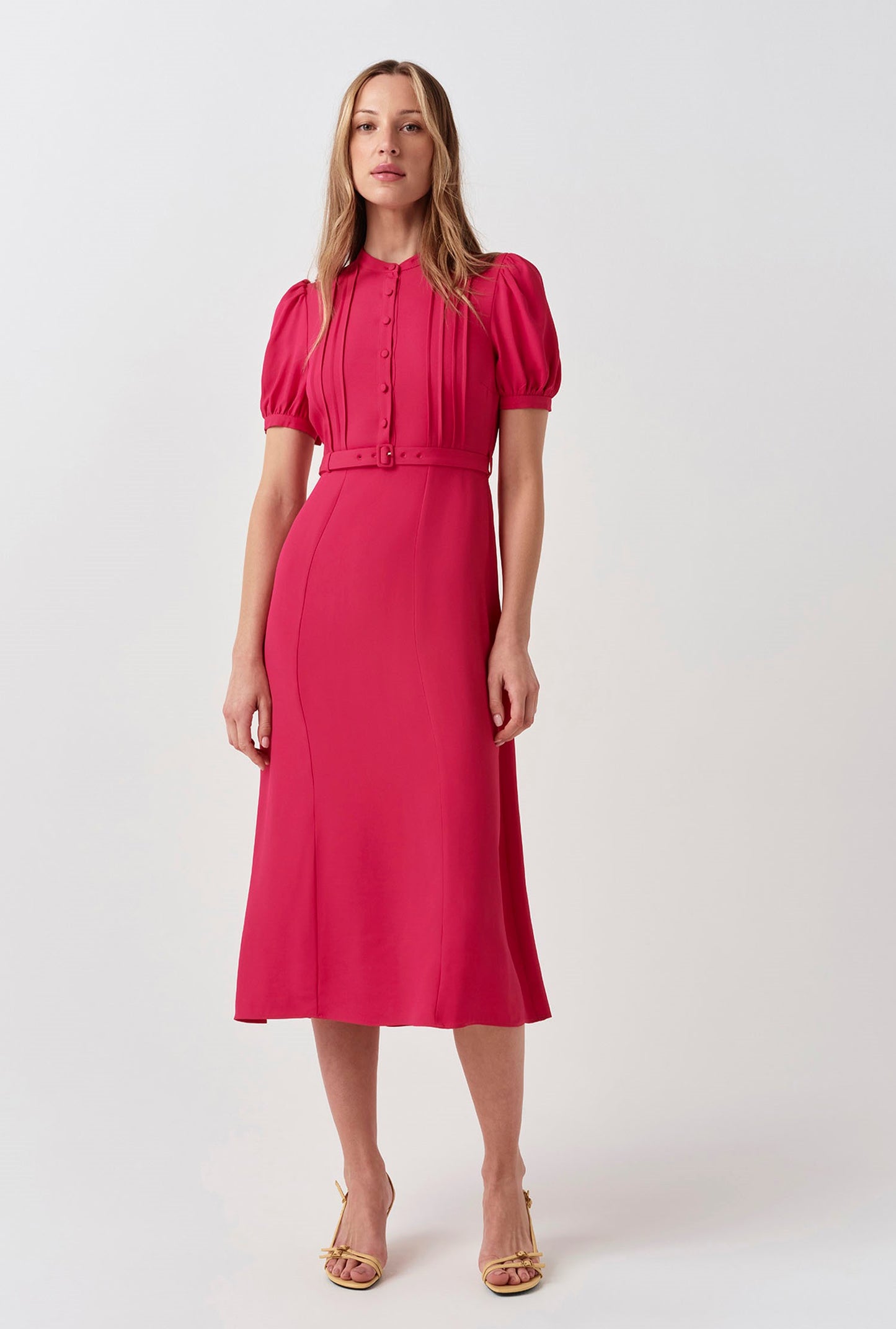 Francis Timeless Pintuck Crepe Midi Dress