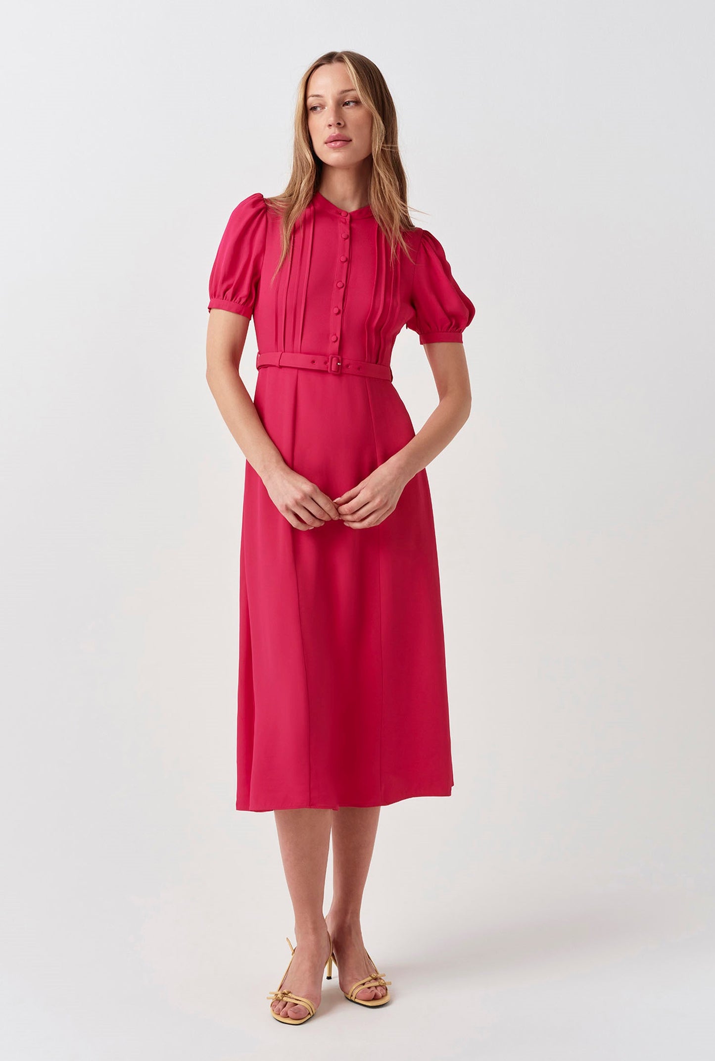 Francis Timeless Pintuck Crepe Midi Dress