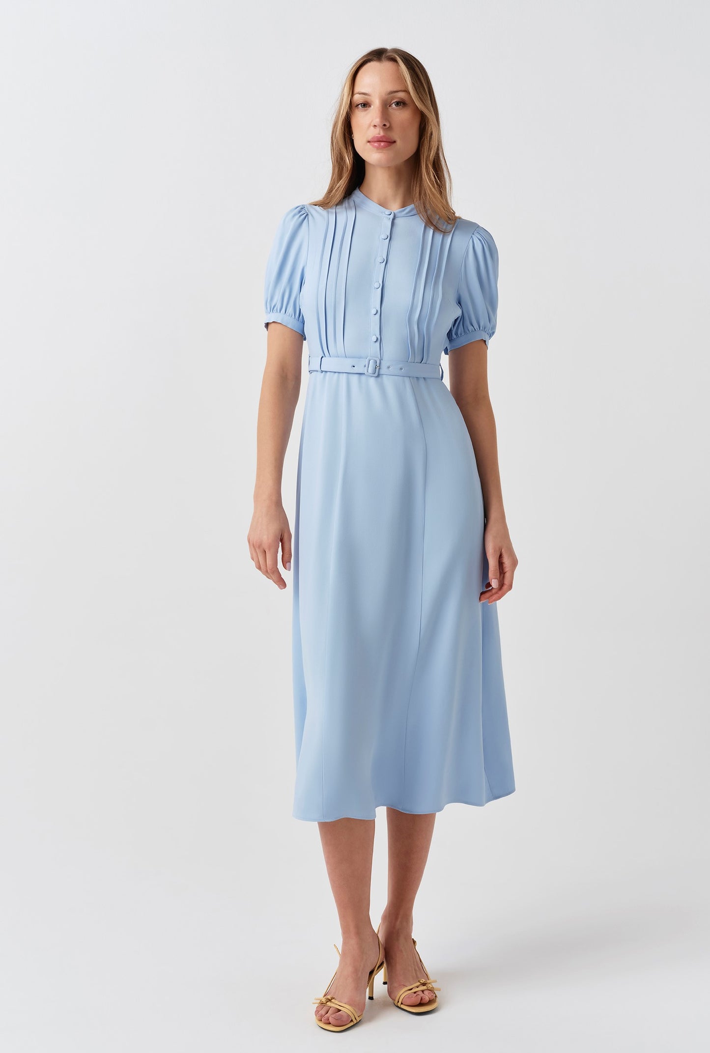 Francis Timeless Pintuck Crepe Midi Dress