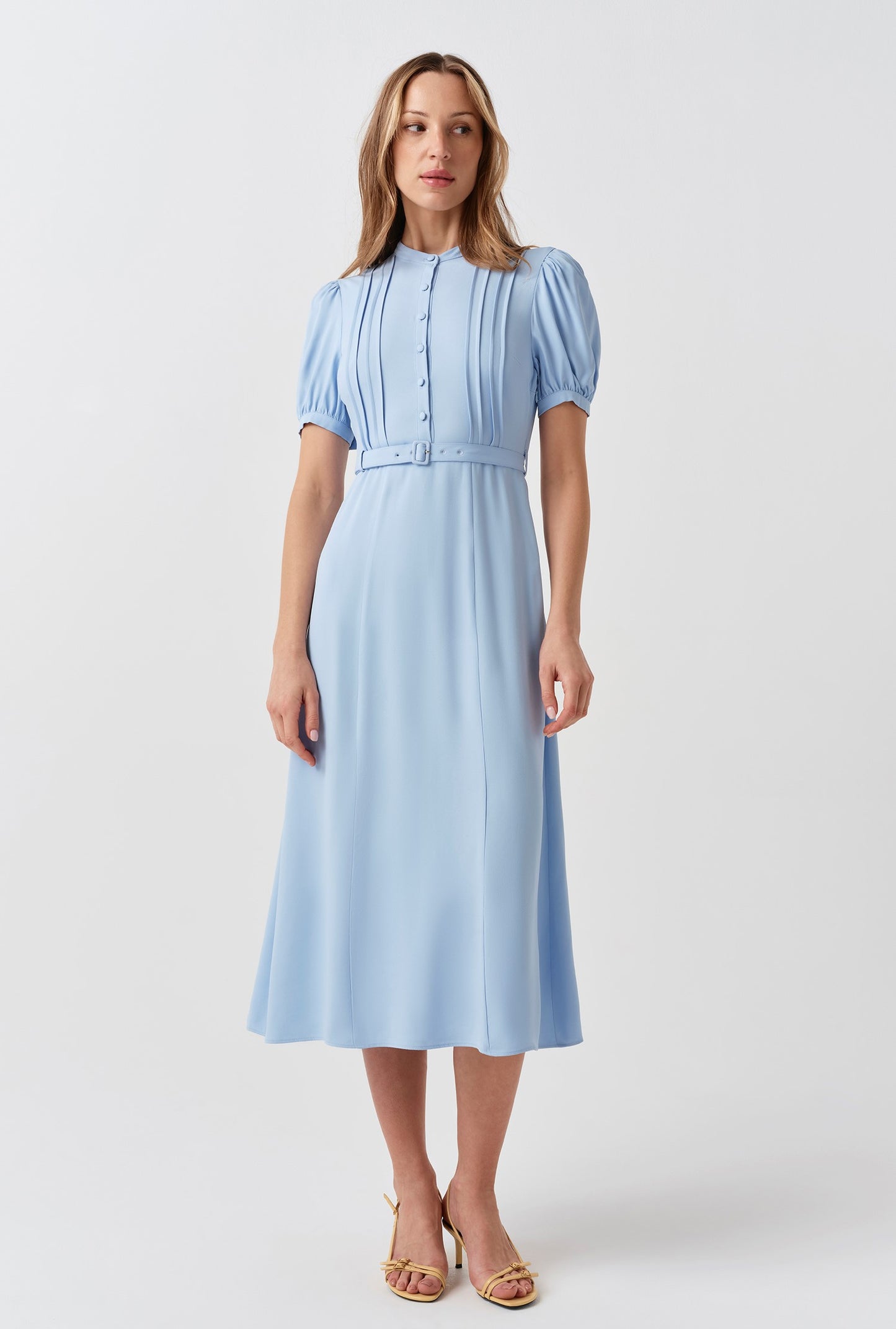 Francis Timeless Pintuck Crepe Midi Dress