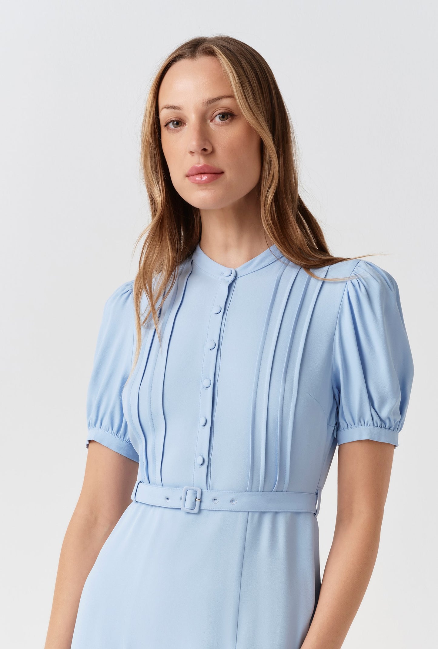 Francis Timeless Pintuck Crepe Midi Dress