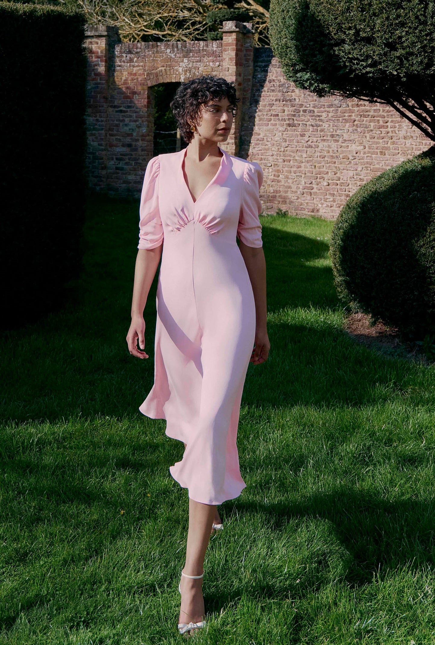 Mia Crepe V Neck Midi Dress