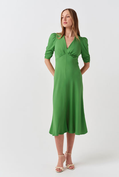 Mia Crepe V Neck Midi Dress
