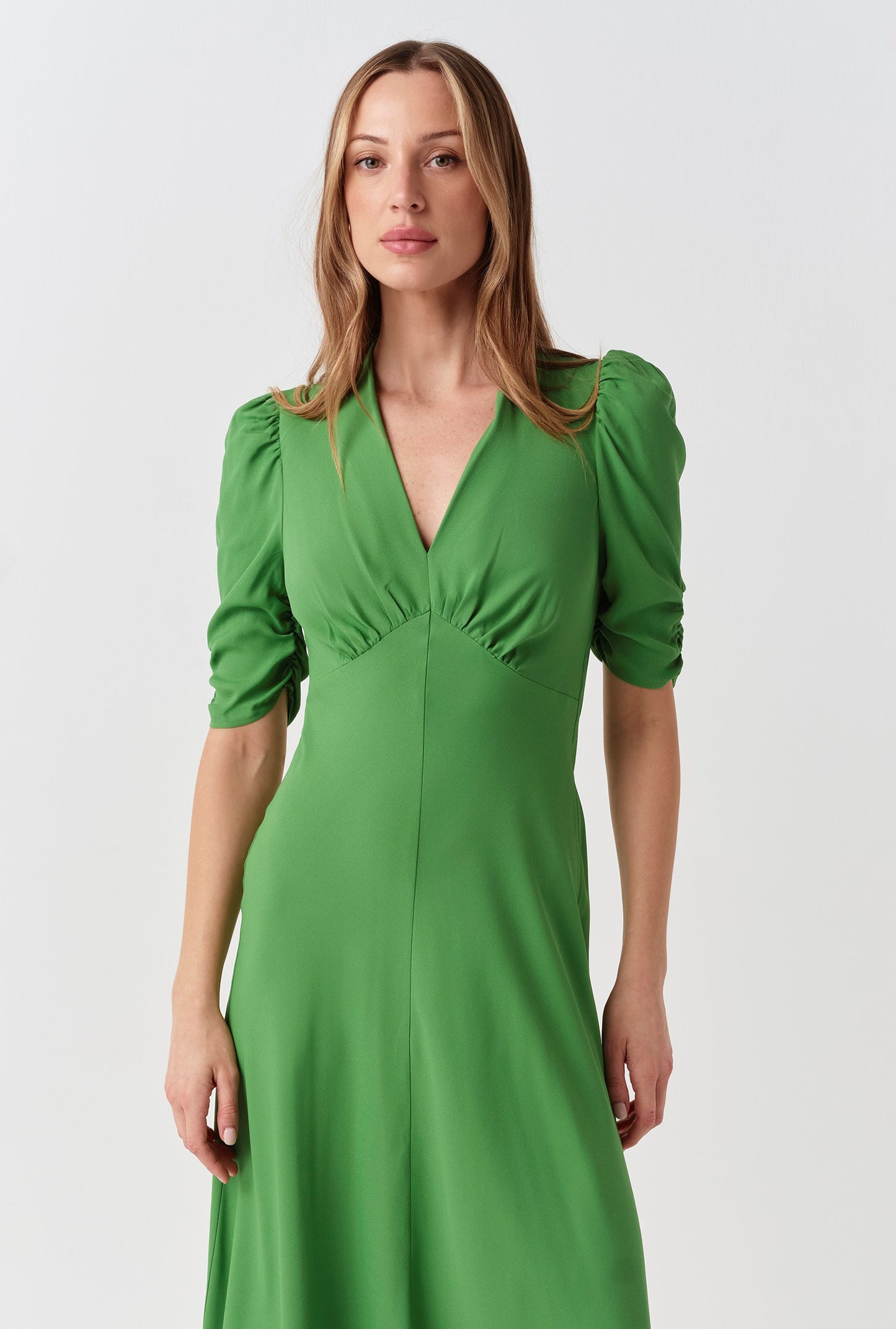 Mia Crepe V Neck Midi Dress