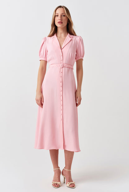 Phoebe Timeless Crepe Collared Button Down Dress