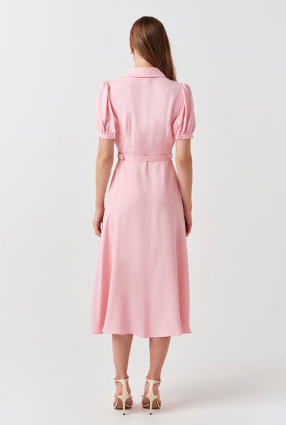 Phoebe Timeless Crepe Collared Button Down Dress