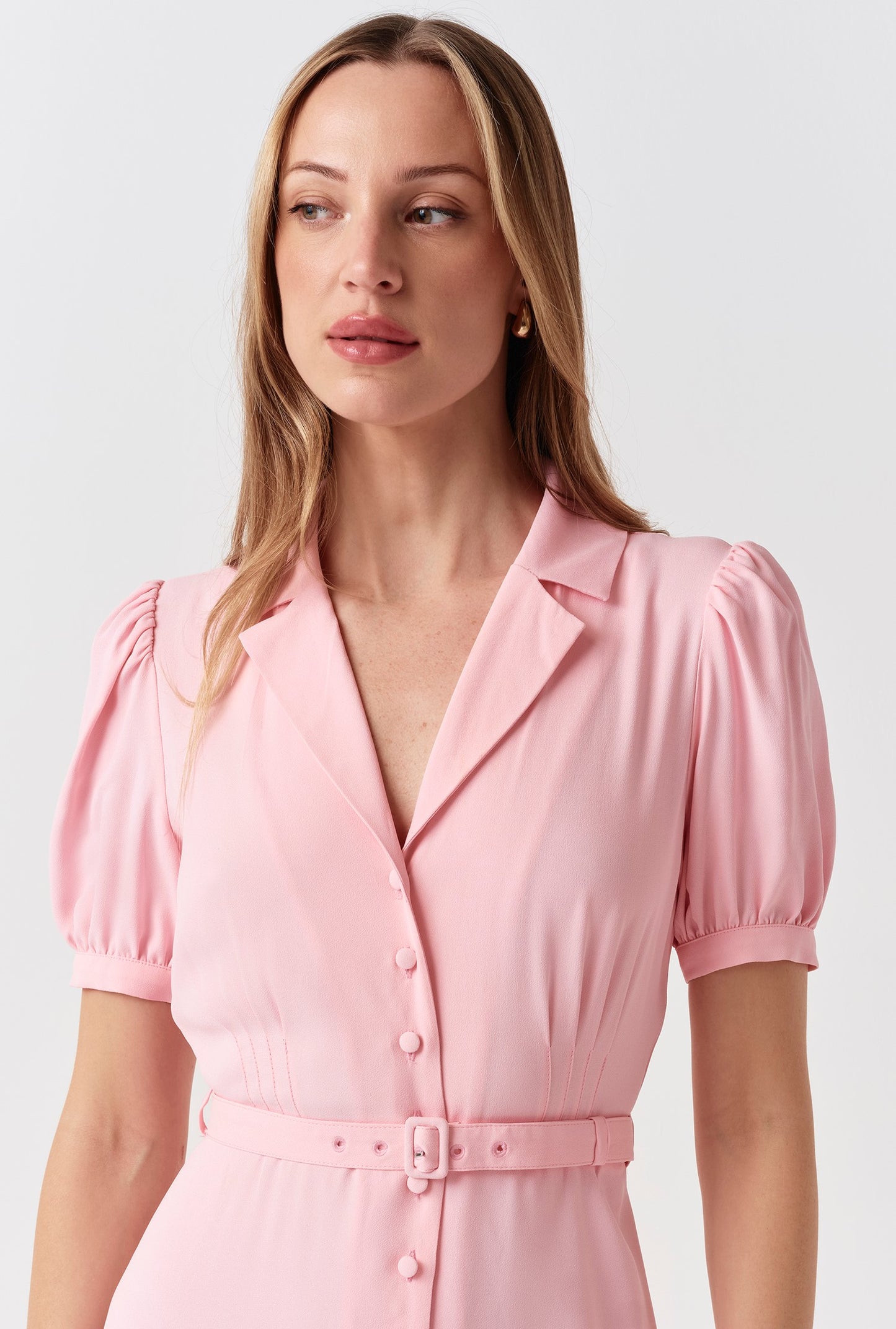 Phoebe Timeless Crepe Collared Button Down Dress