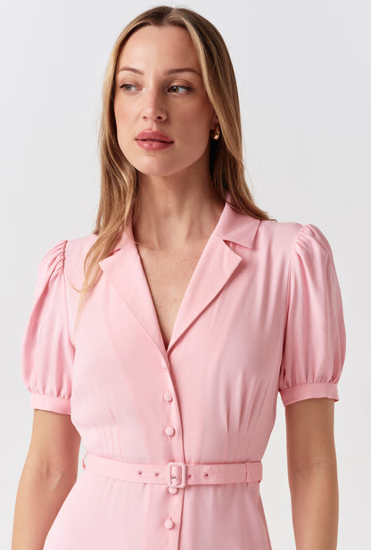 Phoebe Timeless Crepe Collared Button Down Dress