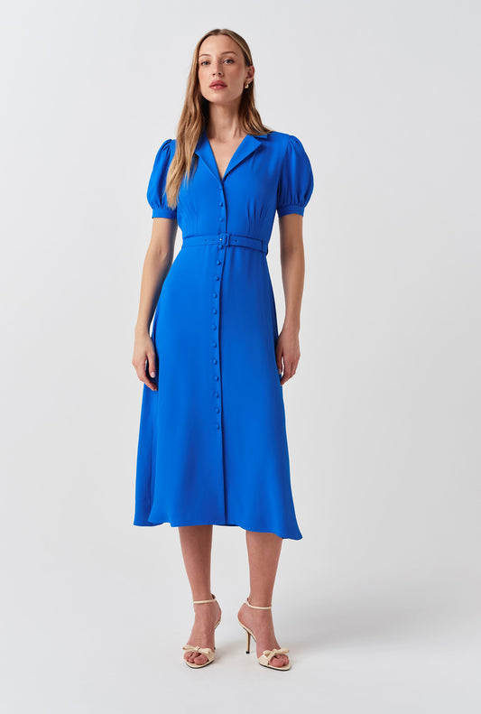 Phoebe Timeless Crepe Collared Button Down Dress