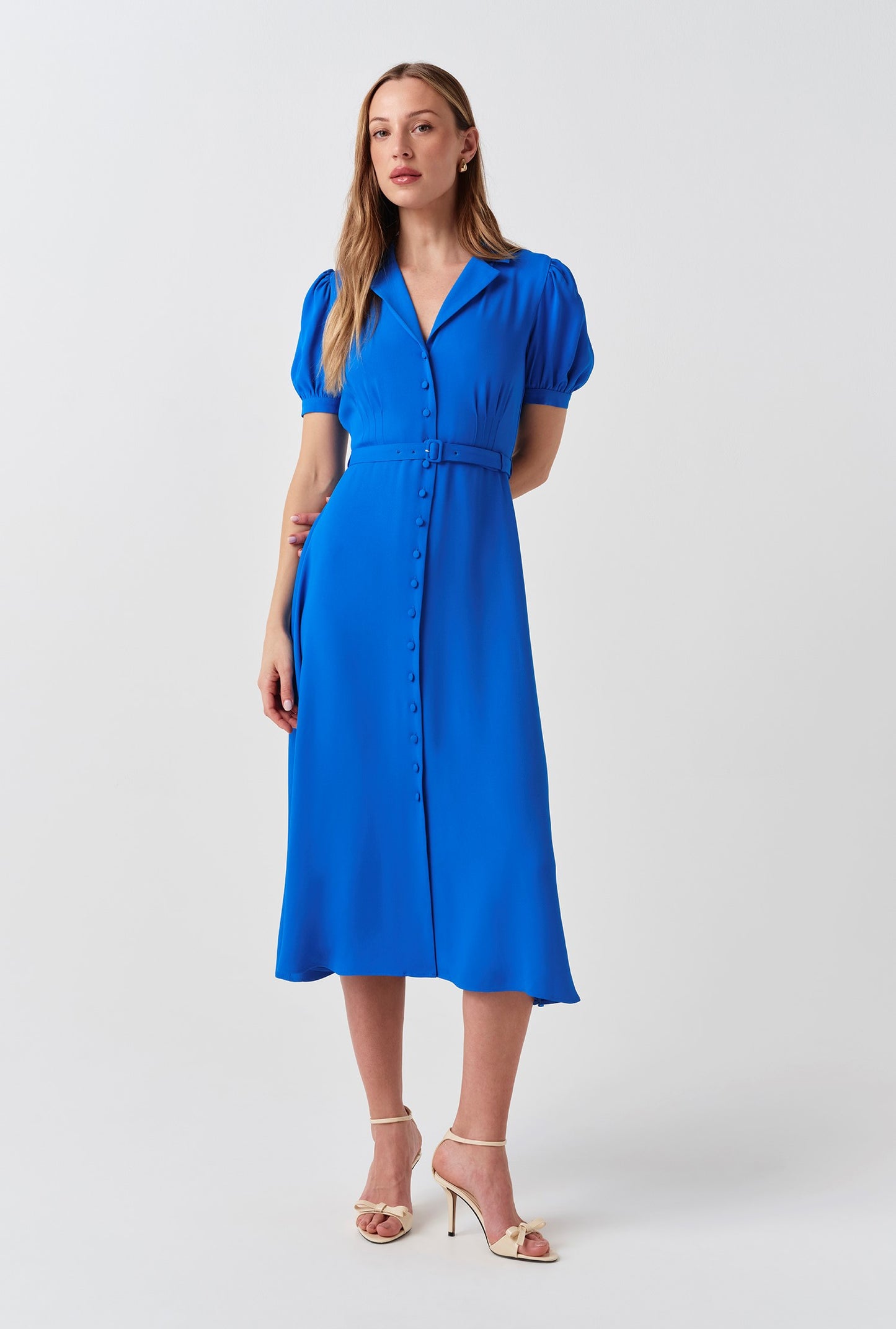 Phoebe Timeless Crepe Collared Button Down Dress