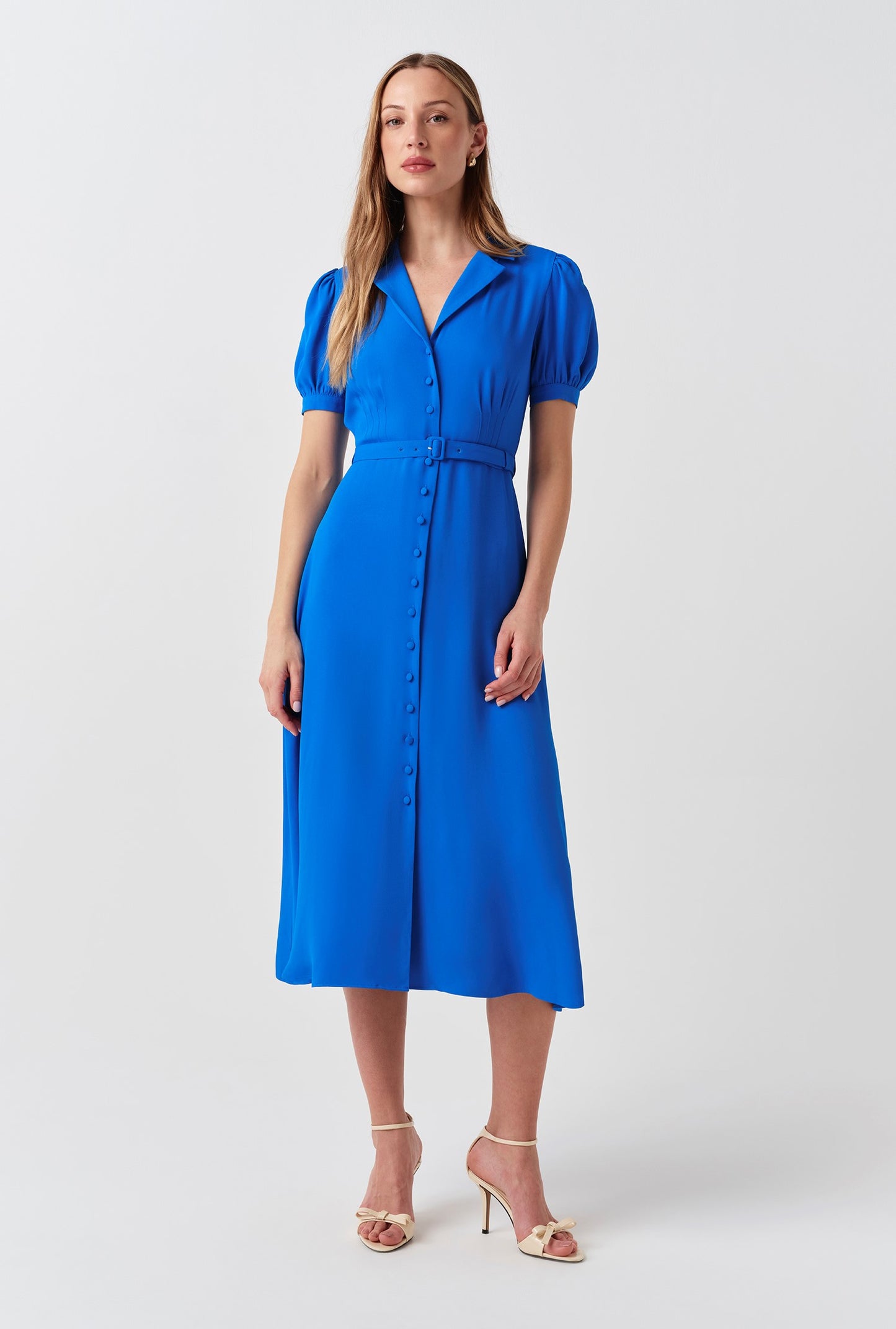 Phoebe Timeless Crepe Collared Button Down Dress