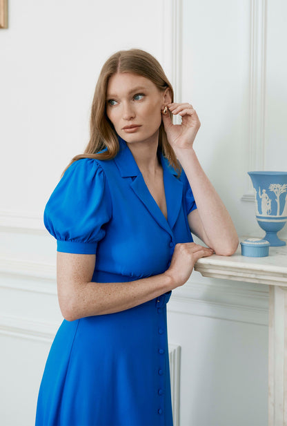 Phoebe Timeless Crepe Collared Button Down Dress
