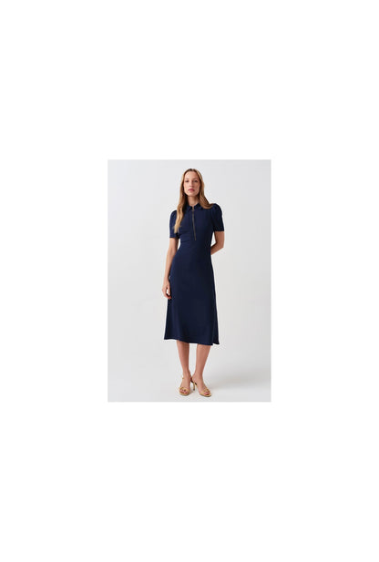Haisley Collared Zip Front Midi Dress