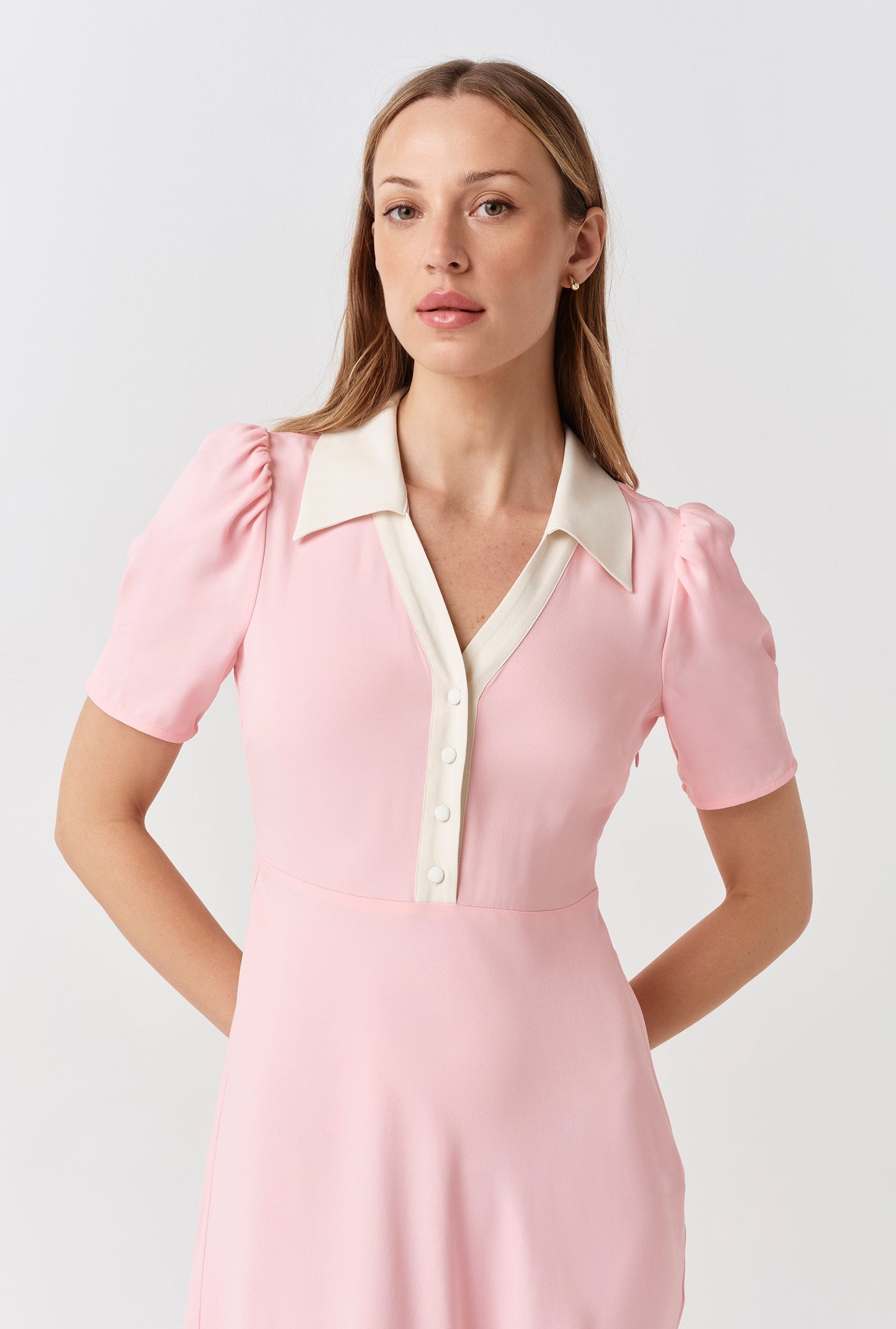 Elodie Contrast Collar Midi Dress