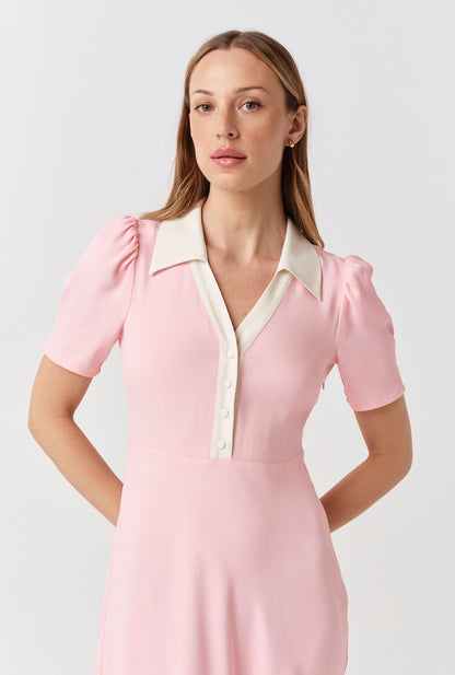 Elodie Contrast Collar Midi Dress