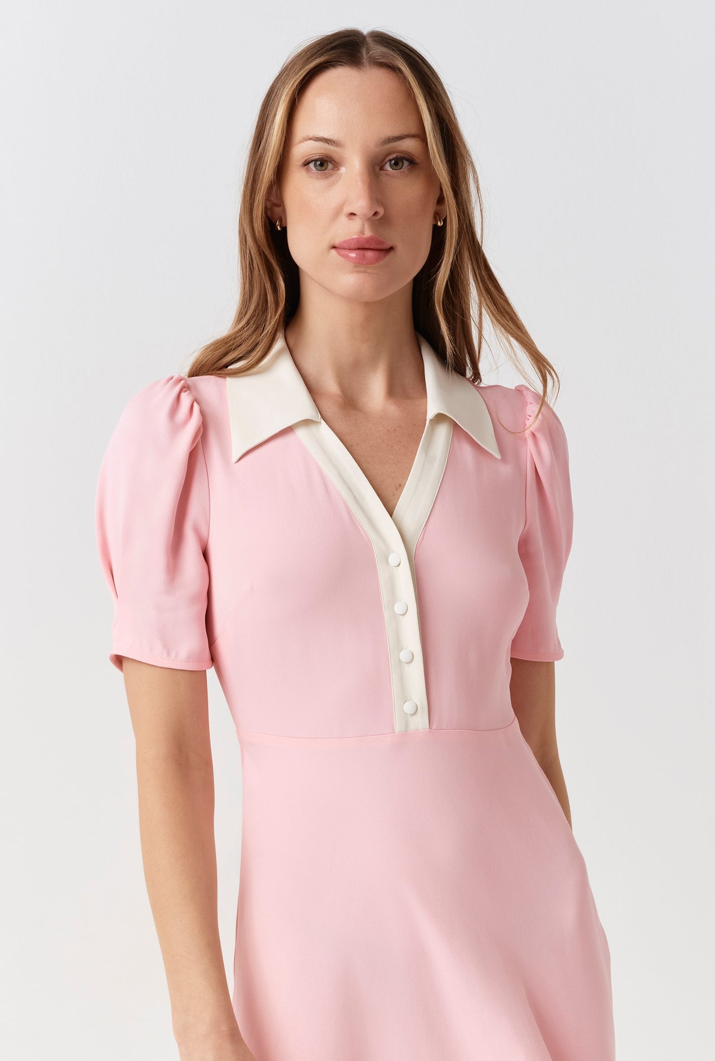 Elodie Contrast Collar Midi Dress
