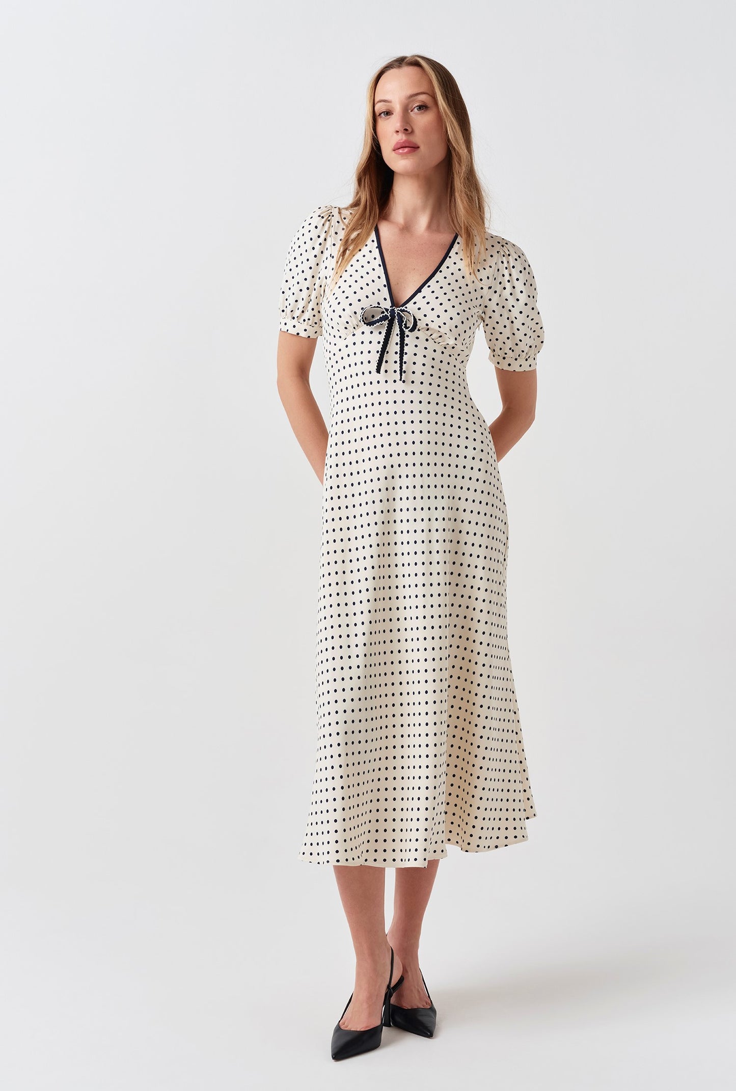 Maryam Polka Dot Crepe Midi Dress