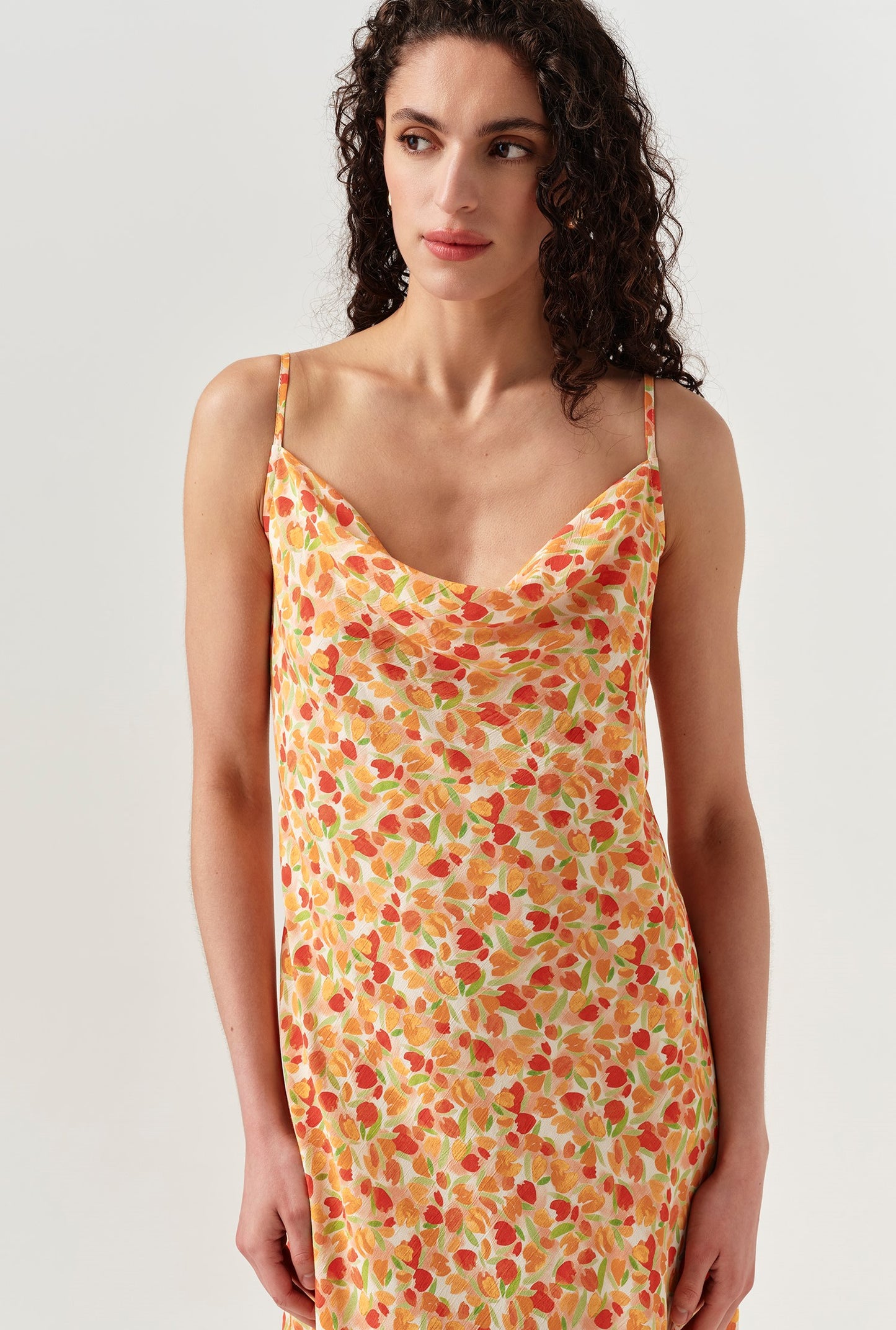 Stacy Cowl Neck Crepe Midi Dress