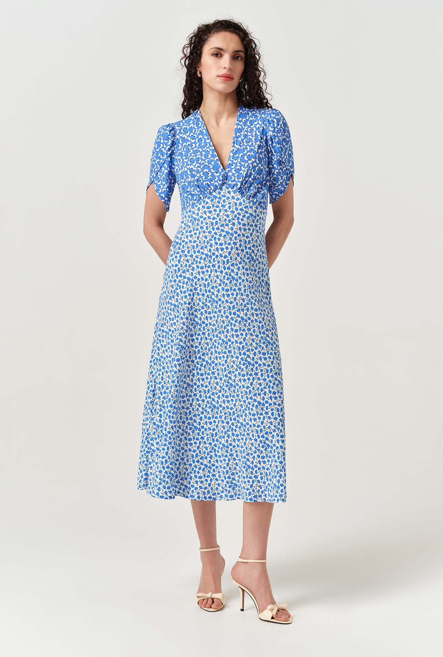 Faye Floral Crepe Midi Dress