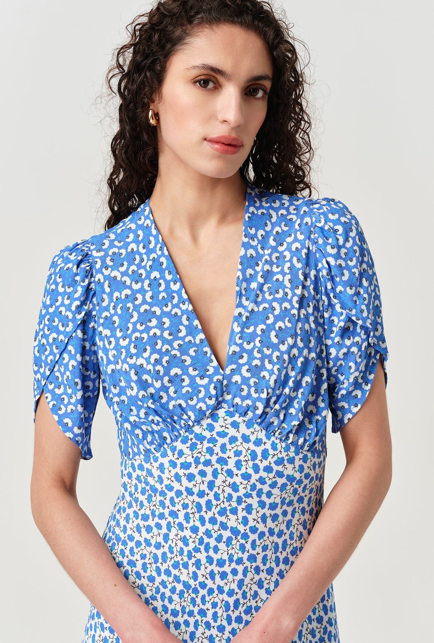 Faye Floral Crepe Midi Dress