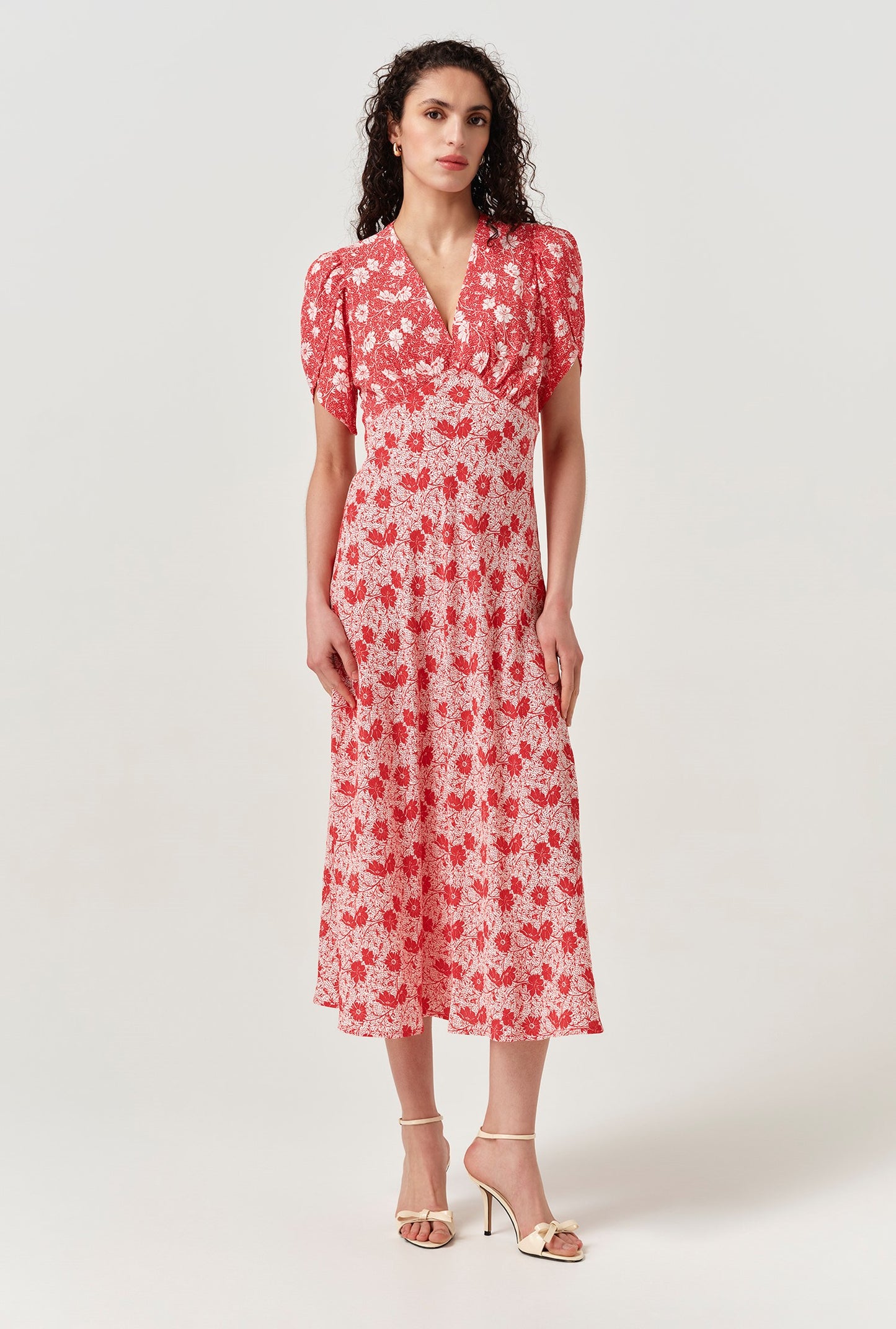 Faye Floral Crepe Midi Dress