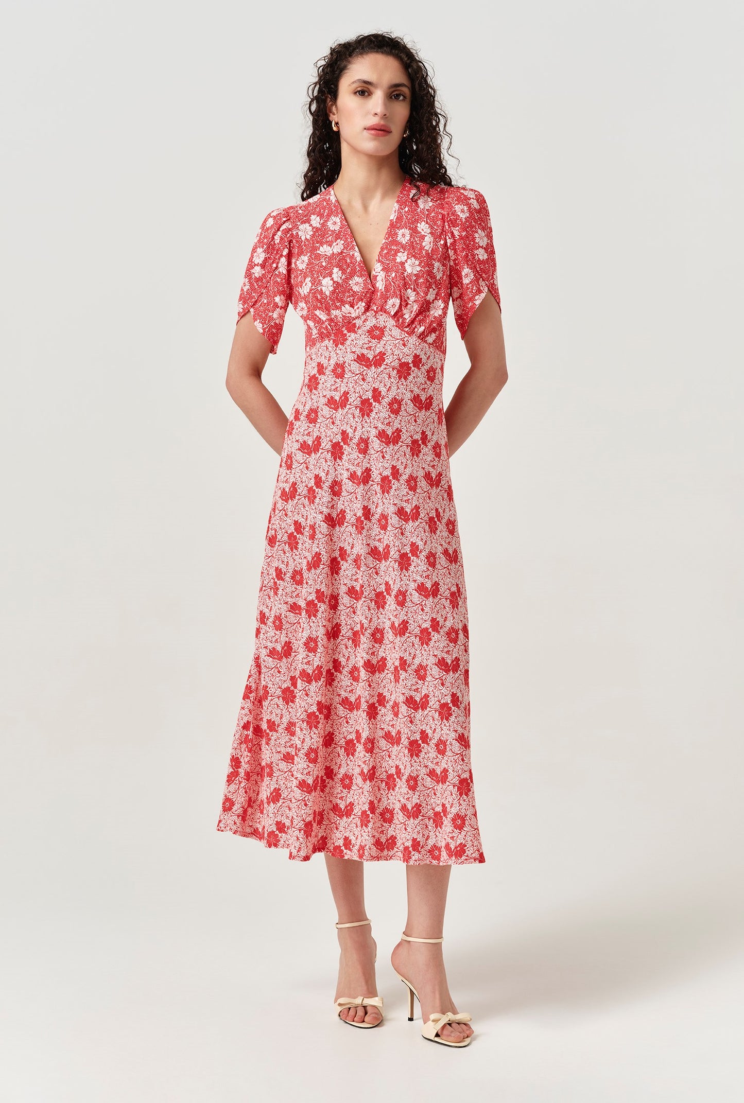 Faye Floral Crepe Midi Dress