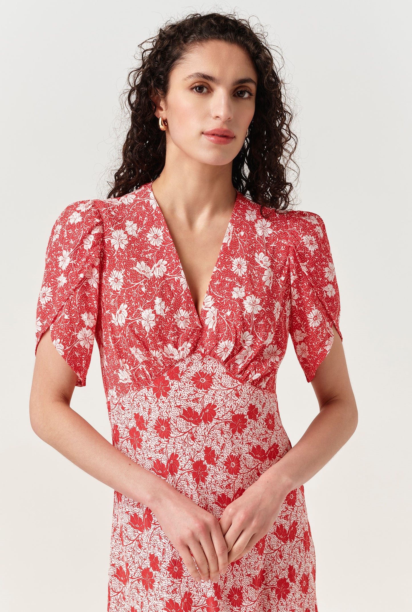 Faye Floral Crepe Midi Dress