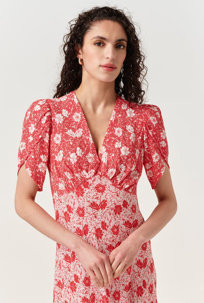 Faye Floral Crepe Midi Dress