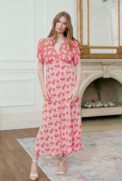 Faye Floral Crepe Midi Dress