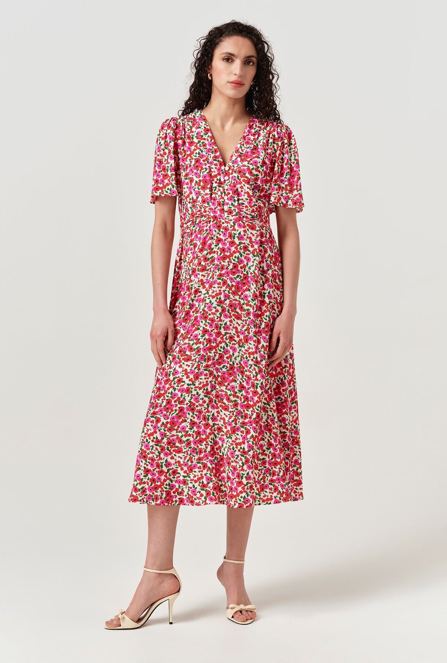 Jess Crepe Opulent Floral Midi Tea Dress