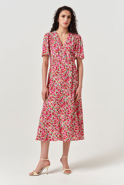 Jess Crepe Opulent Floral Midi Tea Dress