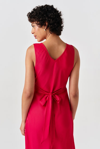 Alessia Picot V-Neck Satin Midi Dress