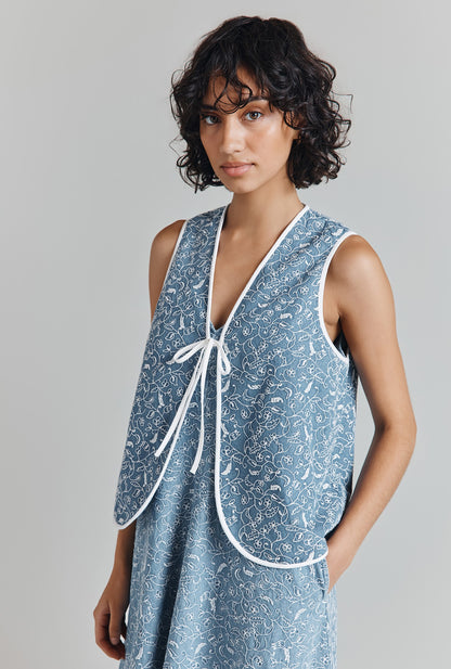 Juliet Embroidered Denim Waistcoat