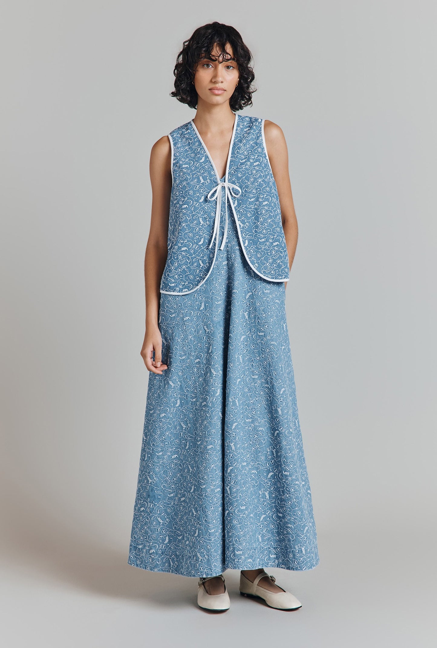 Juliet Embroidered Denim Waistcoat