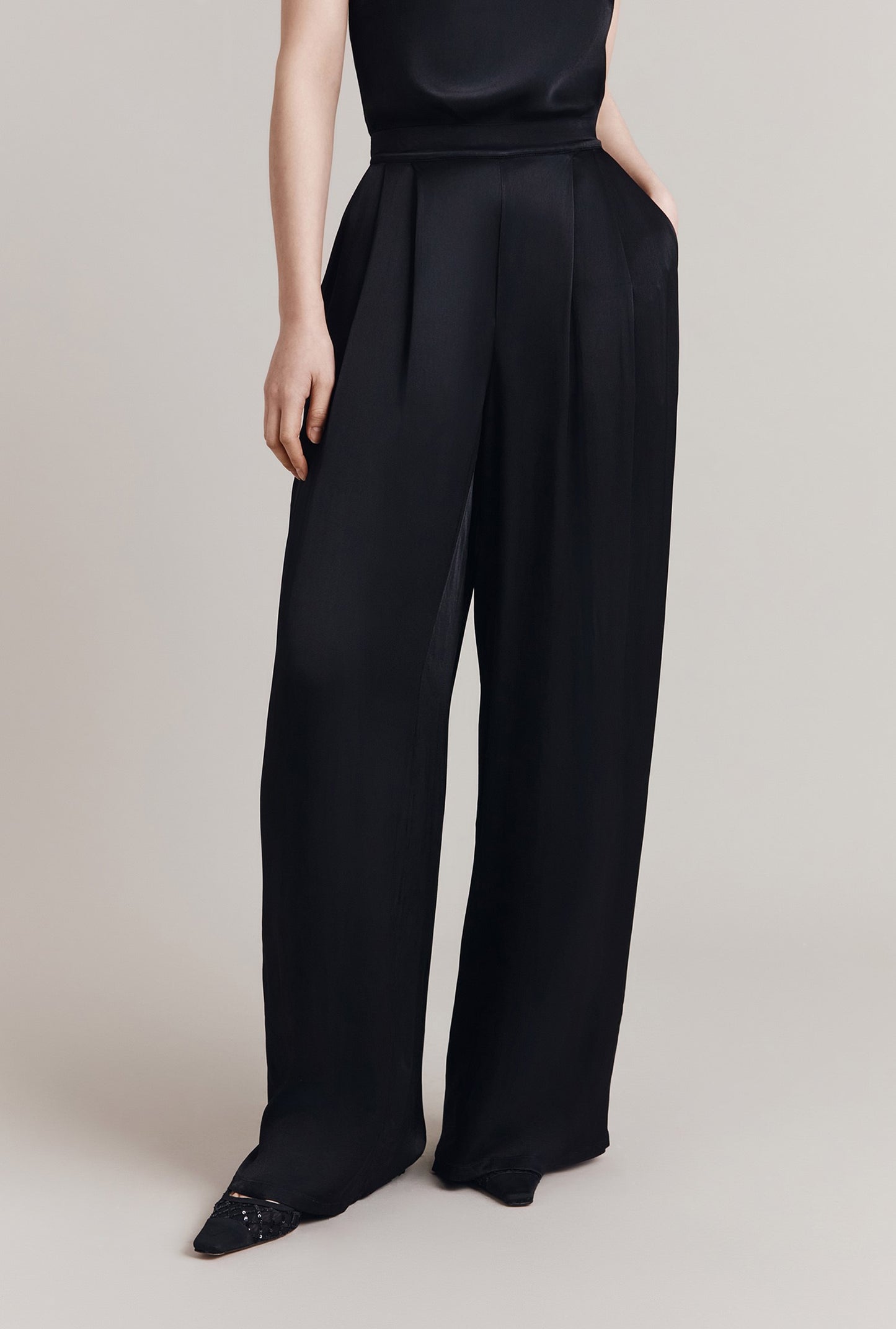 Celine Satin Wide Leg Trousers