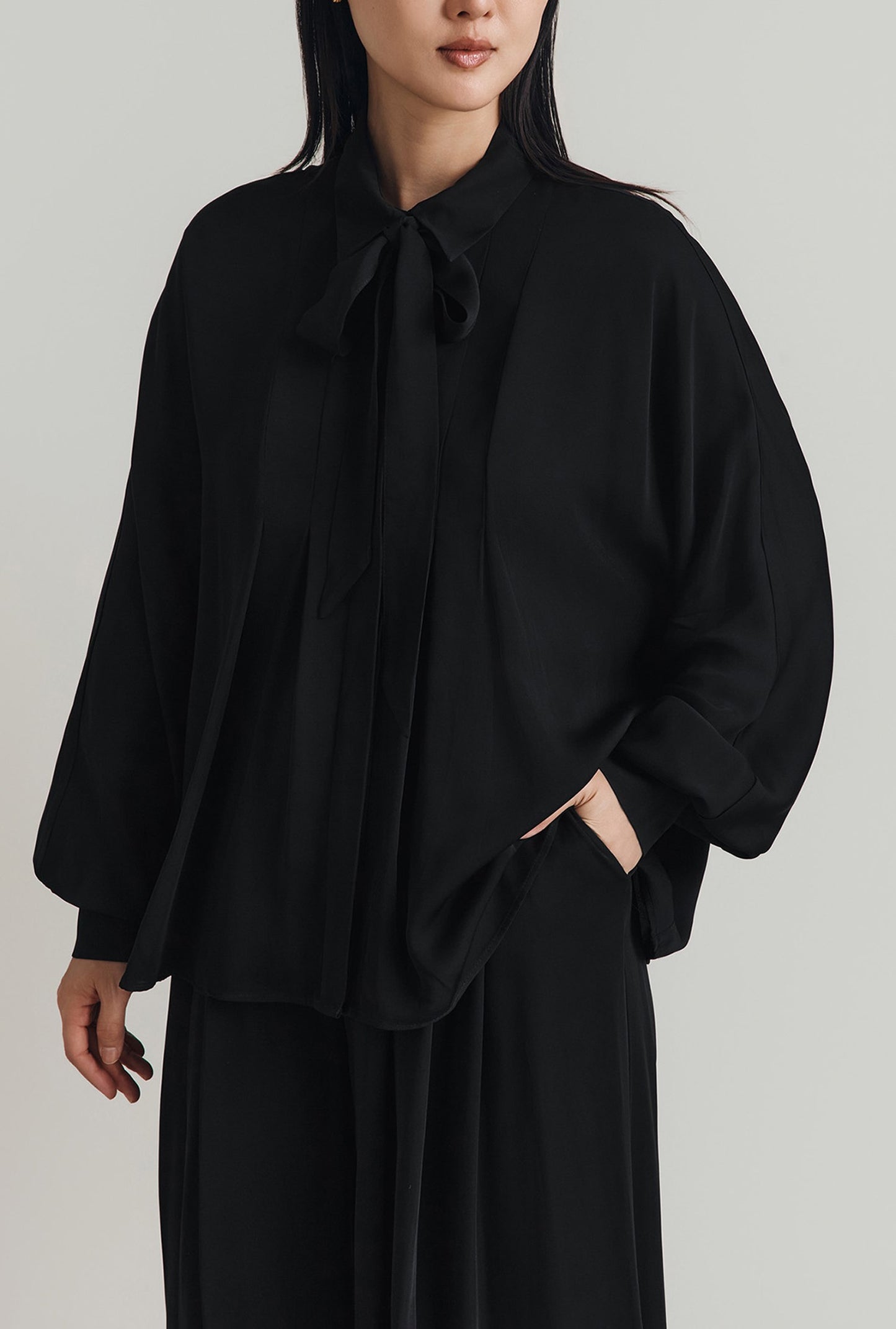 Margie Pussybow Tie Neck Blouse